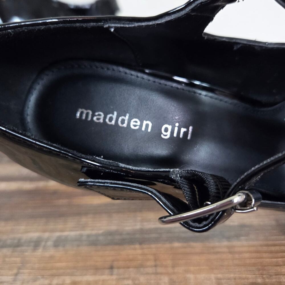 Madden Girl Patent Black Chunky Platform Mary Jane Heels Size 8.5 - Picture 7 of 9